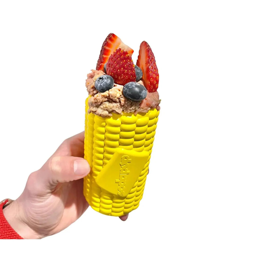 SodaPup Corn on the Cob Durable Rubber Treat Dispenser Chew & Enrichment Toy | Shortie Friends